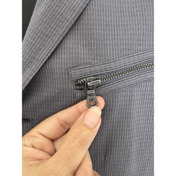 John Varvatos Seersucker Jacket Blazer 38 JVS1050B Cotton Zipper Pocket Office - Picture 8 of 16